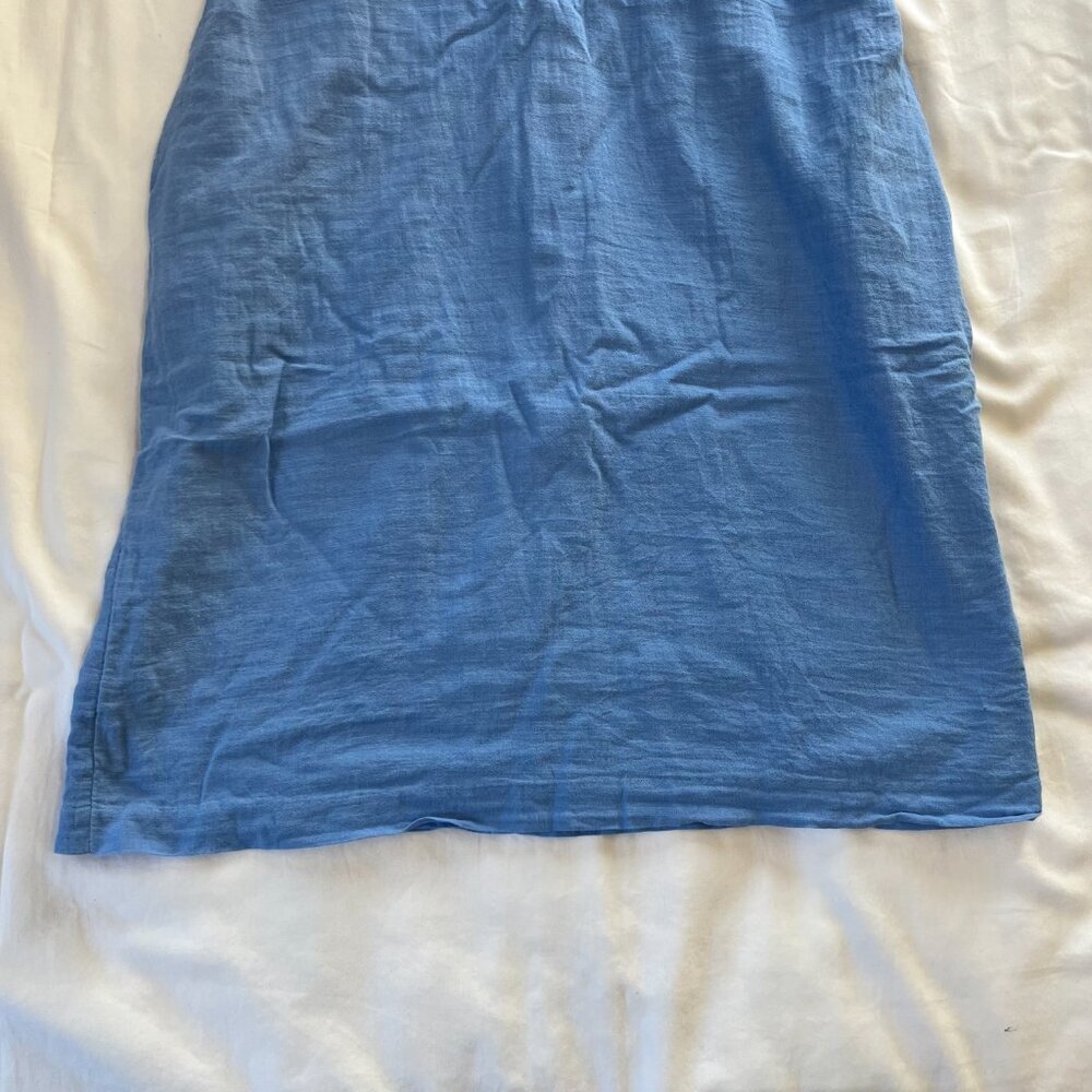 Talbots Light Blue White Embroidered Midi Sleeveless Pencil Dress | Size 6 - Picture 2 of 6